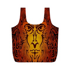 Lion Man Tribal Full Print Recycle Bags (m)  by BangZart