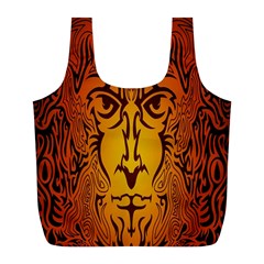 Lion Man Tribal Full Print Recycle Bags (l)  by BangZart