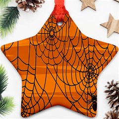 Vector Seamless Pattern With Spider Web On Orange Ornament (star) by BangZart