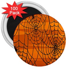 Vector Seamless Pattern With Spider Web On Orange 3  Magnets (100 Pack) by BangZart