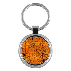 Vector Seamless Pattern With Spider Web On Orange Key Chains (round)  by BangZart