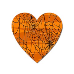 Vector Seamless Pattern With Spider Web On Orange Heart Magnet by BangZart