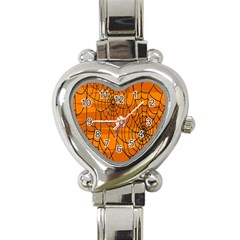 Vector Seamless Pattern With Spider Web On Orange Heart Italian Charm Watch