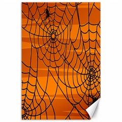 Vector Seamless Pattern With Spider Web On Orange Canvas 24  X 36  by BangZart