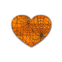 Vector Seamless Pattern With Spider Web On Orange Rubber Coaster (heart)  by BangZart