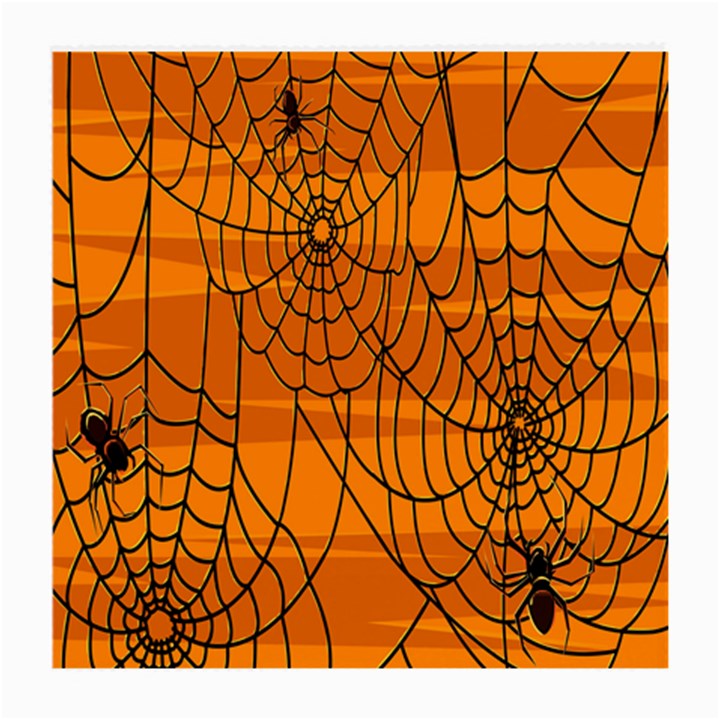 Vector Seamless Pattern With Spider Web On Orange Medium Glasses Cloth