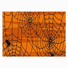 Vector Seamless Pattern With Spider Web On Orange Large Glasses Cloth by BangZart