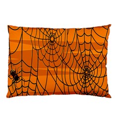 Vector Seamless Pattern With Spider Web On Orange Pillow Case by BangZart