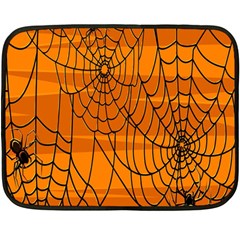 Vector Seamless Pattern With Spider Web On Orange Fleece Blanket (mini) by BangZart