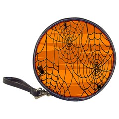 Vector Seamless Pattern With Spider Web On Orange Classic 20-cd Wallets by BangZart