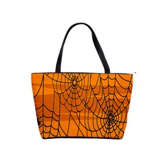 Vector Seamless Pattern With Spider Web On Orange Shoulder Handbags by BangZart