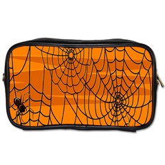 Vector Seamless Pattern With Spider Web On Orange Toiletries Bags 2-side by BangZart