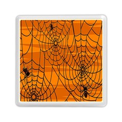 Vector Seamless Pattern With Spider Web On Orange Memory Card Reader (square)  by BangZart