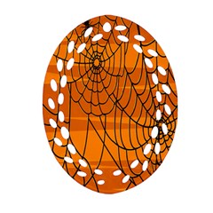 Vector Seamless Pattern With Spider Web On Orange Ornament (oval Filigree) by BangZart