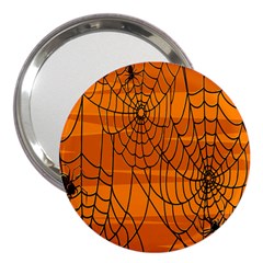 Vector Seamless Pattern With Spider Web On Orange 3  Handbag Mirrors by BangZart