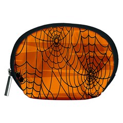 Vector Seamless Pattern With Spider Web On Orange Accessory Pouches (medium)  by BangZart