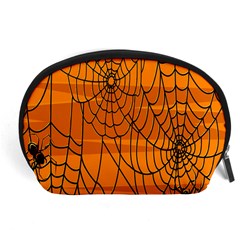 Vector Seamless Pattern With Spider Web On Orange Accessory Pouches (large)  by BangZart