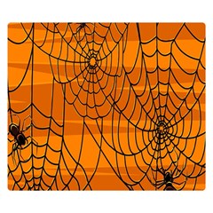 Vector Seamless Pattern With Spider Web On Orange Double Sided Flano Blanket (small)  by BangZart