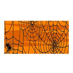 Vector Seamless Pattern With Spider Web On Orange Satin Wrap by BangZart