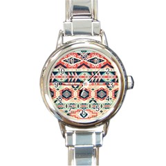 Aztec Pattern Copy Round Italian Charm Watch by BangZart