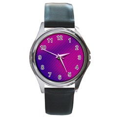 Purple Pink Dots Round Metal Watch by BangZart