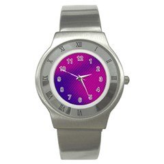 Purple Pink Dots Stainless Steel Watch by BangZart