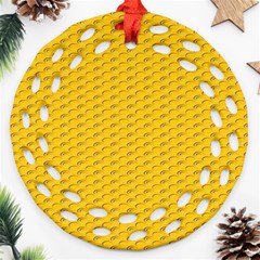 Yellow Dots Pattern Round Filigree Ornament (two Sides) by BangZart