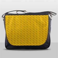 Yellow Dots Pattern Messenger Bags by BangZart