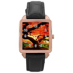 Maple Tree Nice Rose Gold Leather Watch  by BangZart