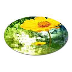 Yellow Flowers Oval Magnet by BangZart