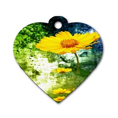 Yellow Flowers Dog Tag Heart (two Sides) by BangZart