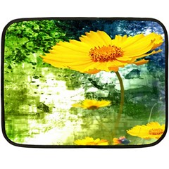 Yellow Flowers Fleece Blanket (mini) by BangZart