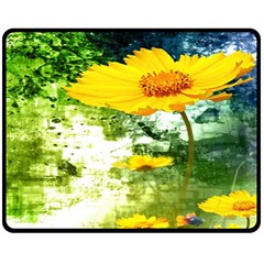 Yellow Flowers Fleece Blanket (medium)  by BangZart