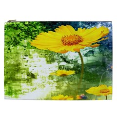 Yellow Flowers Cosmetic Bag (xxl) 