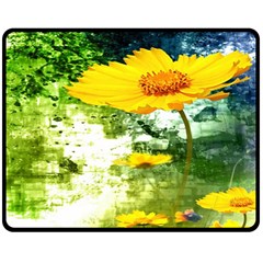 Yellow Flowers Double Sided Fleece Blanket (medium)  by BangZart