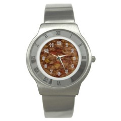 Brown Texture Stainless Steel Watch by BangZart