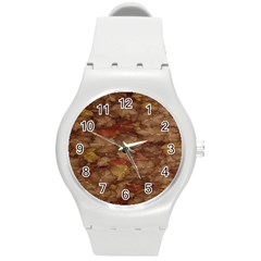 Brown Texture Round Plastic Sport Watch (m)