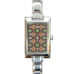 Jewel Tiles Kaleidoscope Rectangle Italian Charm Watch by WolfepawFractals