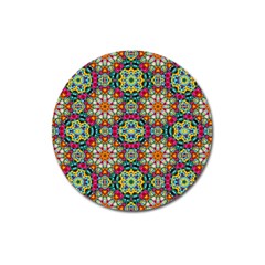 Jewel Tiles Kaleidoscope Magnet 3  (round) by WolfepawFractals