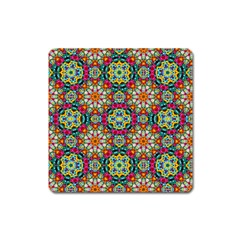 Jewel Tiles Kaleidoscope Square Magnet by WolfepawFractals