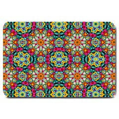 Jewel Tiles Kaleidoscope Large Doormat  by WolfepawFractals