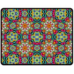 Jewel Tiles Kaleidoscope Fleece Blanket (medium)  by WolfepawFractals