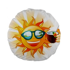 Cartoon Sun Standard 15  Premium Flano Round Cushions