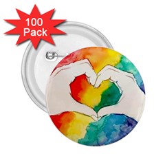 Pride Love 2 25  Buttons (100 Pack)  by LimeGreenFlamingo