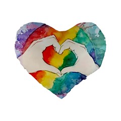 Pride Love Standard 16  Premium Heart Shape Cushions by LimeGreenFlamingo