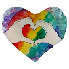 Pride Love Large 19  Premium Heart Shape Cushions