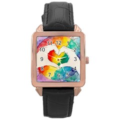 Pride Love Rose Gold Leather Watch  by LimeGreenFlamingo