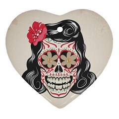 Woman Sugar Skull Ornament (heart) by LimeGreenFlamingo