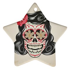 Woman Sugar Skull Ornament (star) by LimeGreenFlamingo