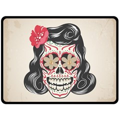 Woman Sugar Skull Fleece Blanket (large) 